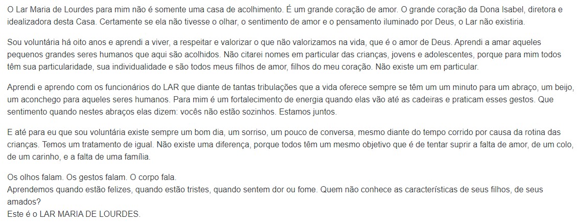 trabalho voluntário orfanato rj